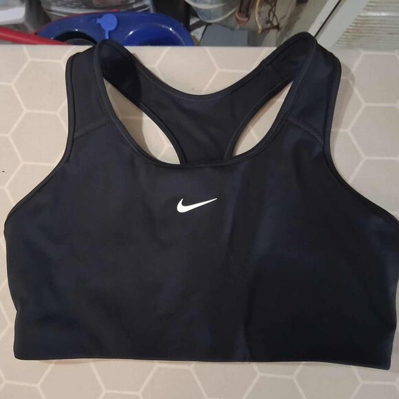 Size Large Black Nike Swoosh Medium Support Racerback Sports Bra - Picture 2 of 6